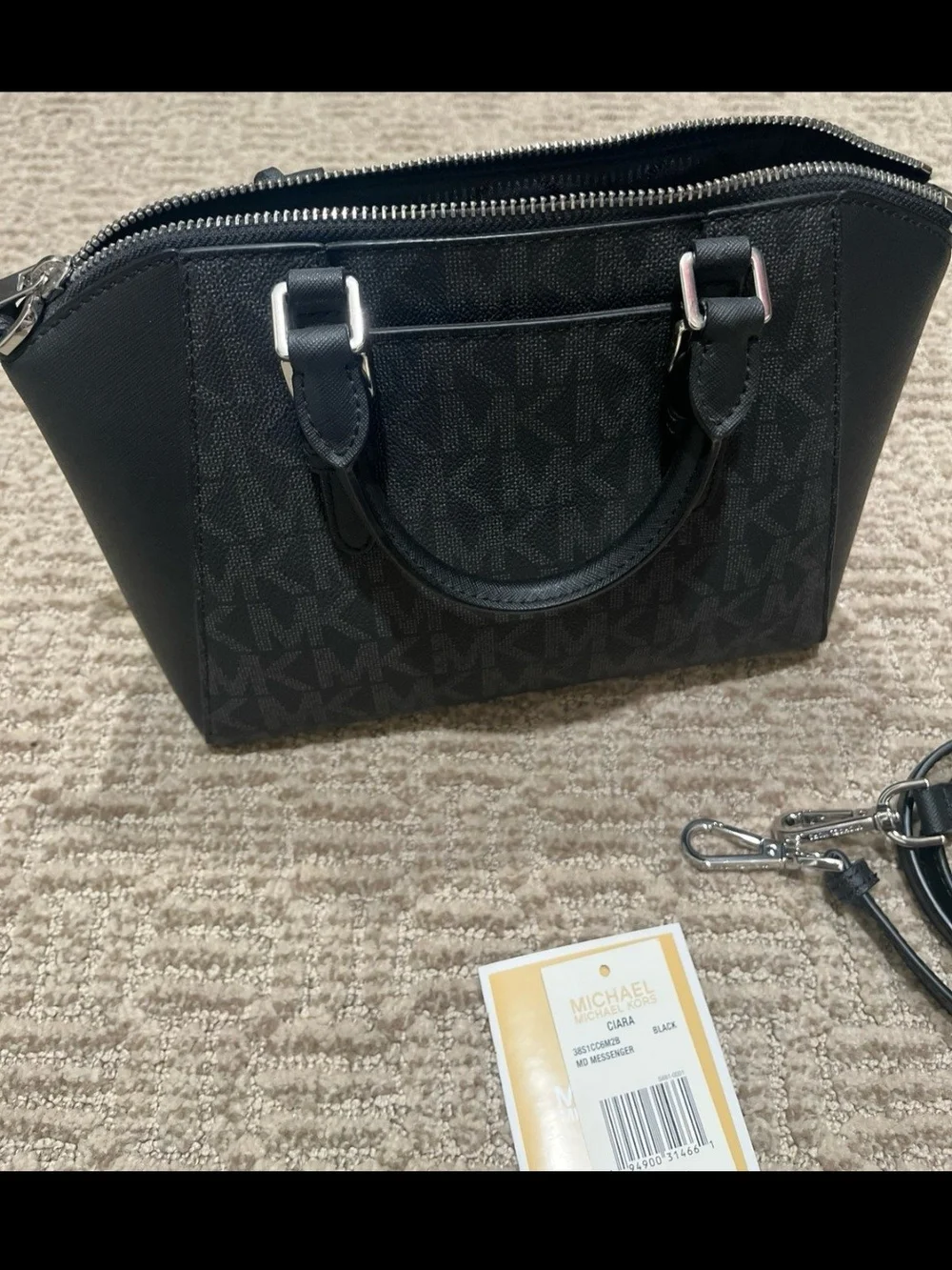 Michael Kors Black Logo Dome Satchel with MK CharmNew w tags Michael Kors Medium